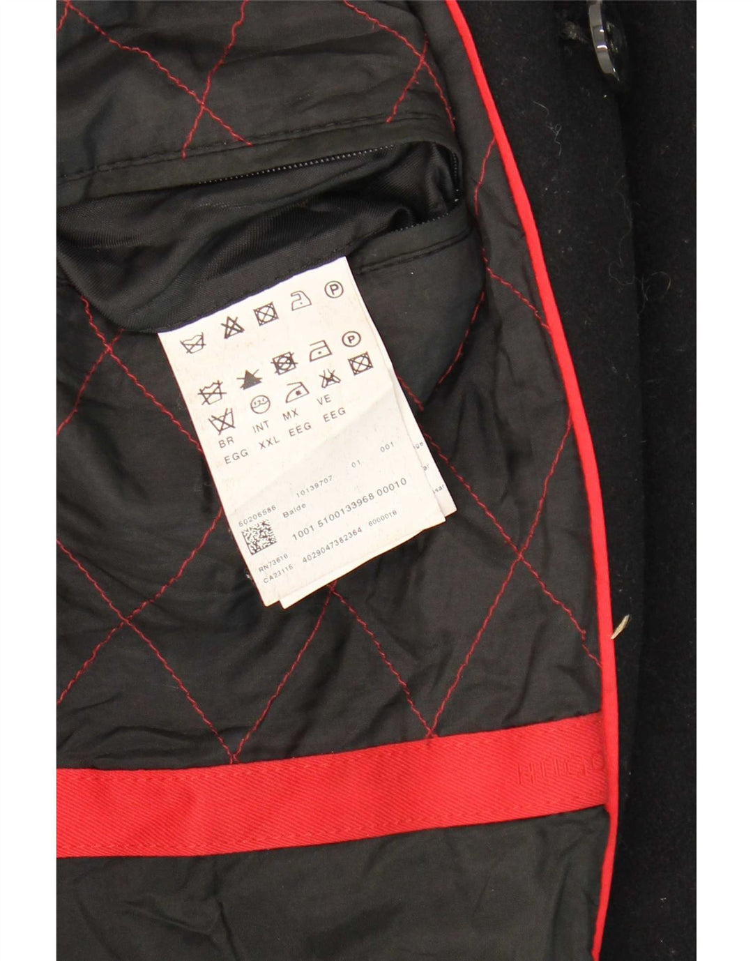Płaszcz męski Hugo Boss Pea UK 44 2XL Czarna dziewicza wełna