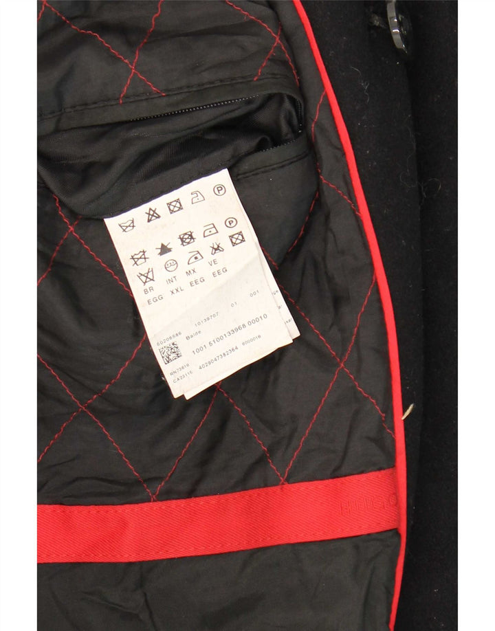 Płaszcz męski Hugo Boss Pea UK 44 2XL Czarna dziewicza wełna