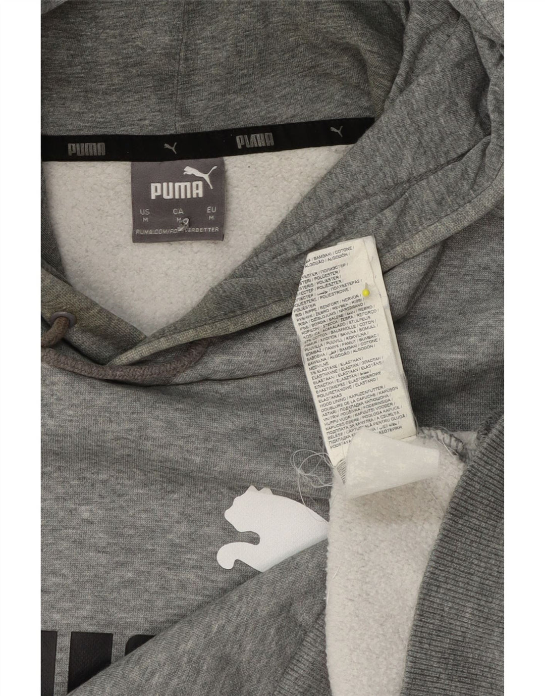 Męski sweter z kapturem Puma z grafiką, średnioszary, bawełniany w cętki