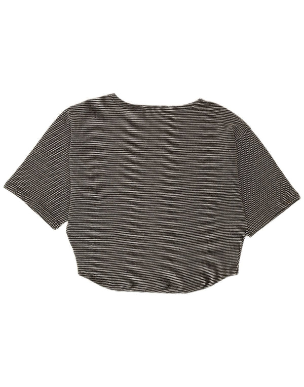 Damska koszulka oversize w stylu vintage Top UK 10, mała czarna bawełniana w plamki