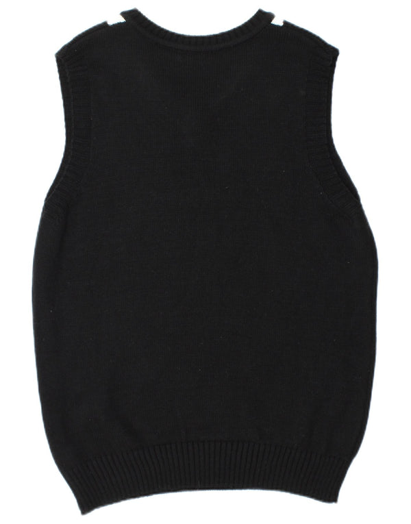 Vintage męski podkoszulek bez rękawów, duży, czarny Argyle/diamentowy akryl