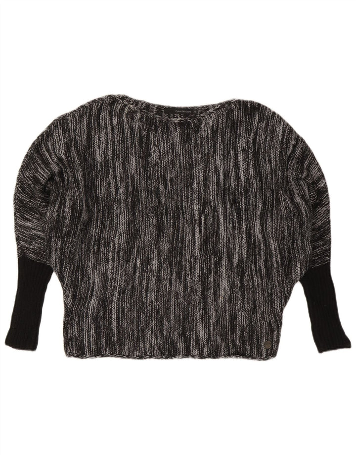 CALVIN KLEIN JEANS Damski sweter z dekoltem w łódkę UK 6 XS Szary nakrapiany