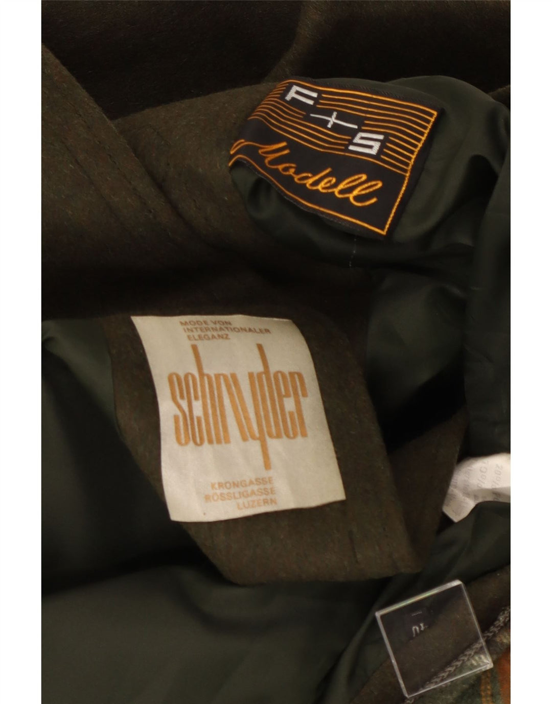 Damska budrysówka z kapturem w stylu vintage, EU 40, średnia wełna khaki