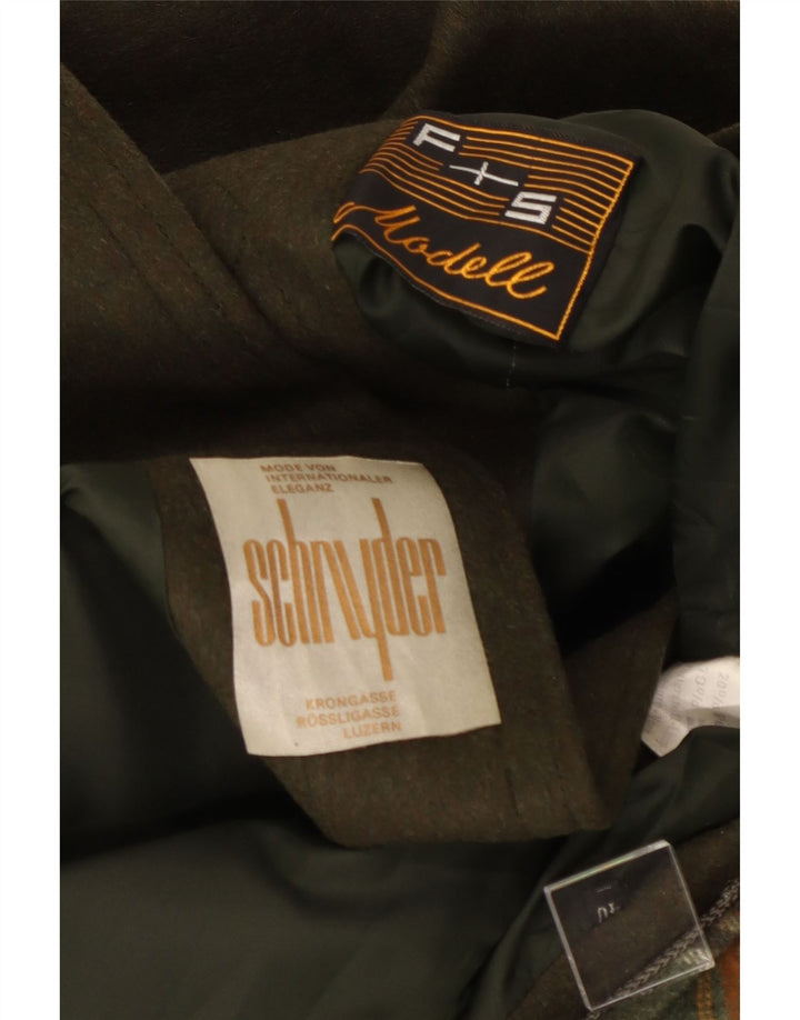 Damska budrysówka z kapturem w stylu vintage, EU 40, średnia wełna khaki