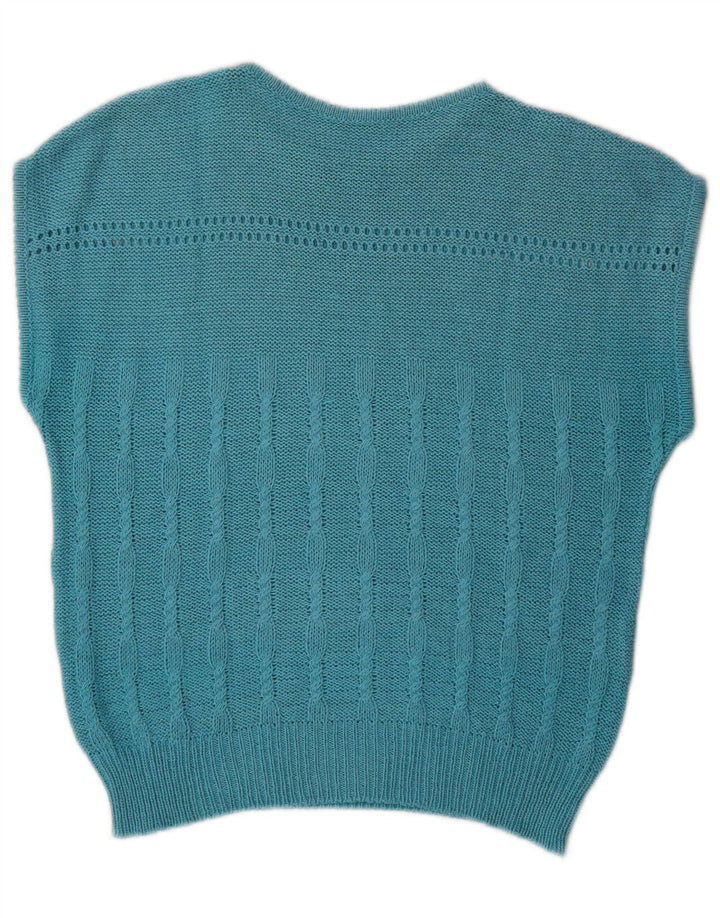 Vintage damski podkoszulek bez rękawów IT 48 XL niebieski