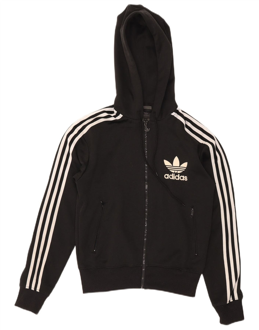 Damski sweter Adidas z grafiką i zamkiem błyskawicznym UK 10, mały, czarny poliester
