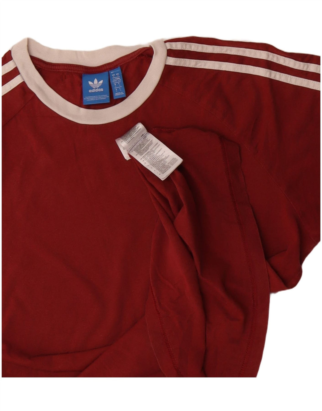 Adidas Męski T-shirt Top Duży Burgundowy Bawełniany
