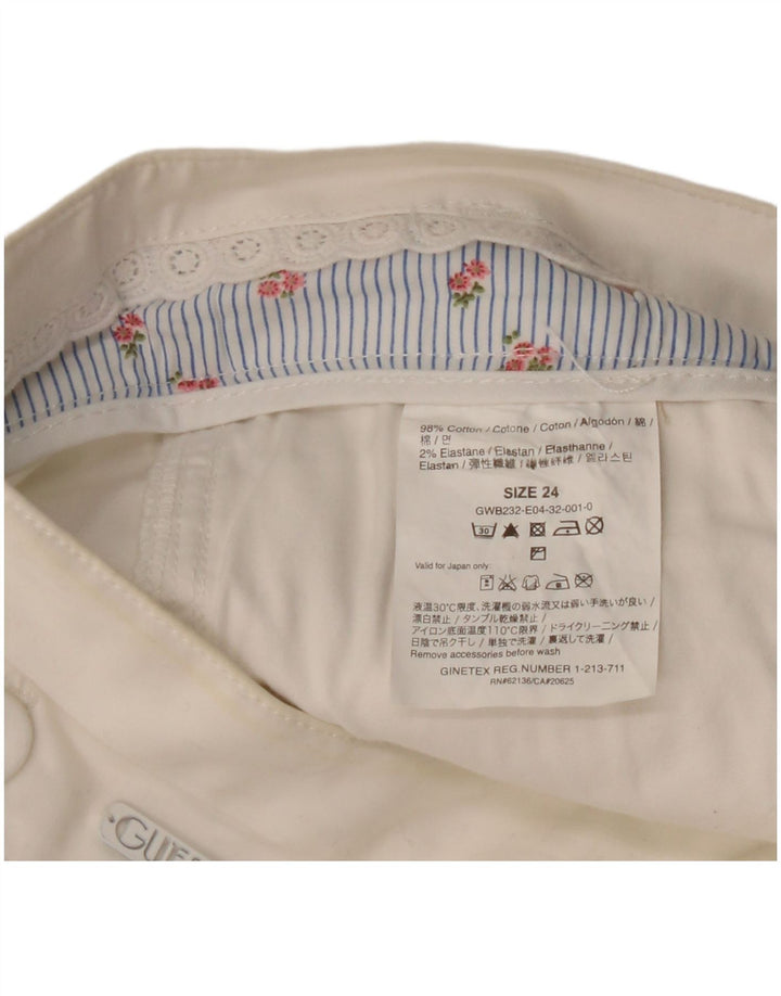 Guess Damskie spodnie Capri W24 L18 Biała bawełna