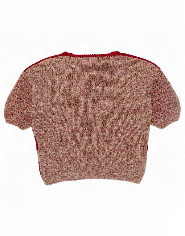 Vintage Womens See Through Crew Neck Jumper Sweater UK 16 Large Red Striped