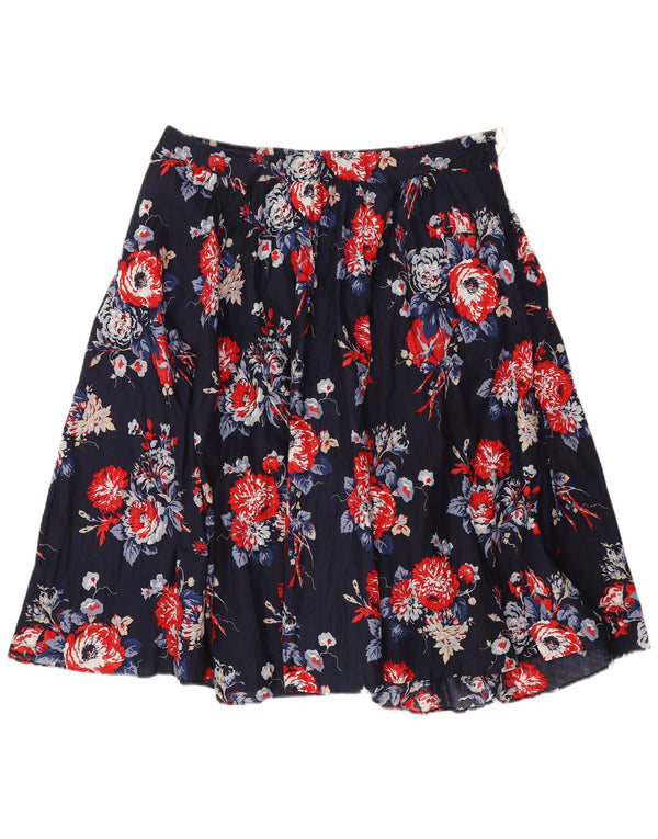 Damska plisowana spódnica Laura Ashley UK 14 Large W32 Granatowa bawełniana w kwiaty