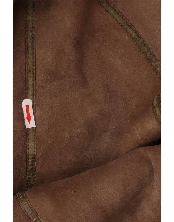 Vintage damski oversize'owy płaszcz z owczej skóry IT 44 Średni brązowy Shearling