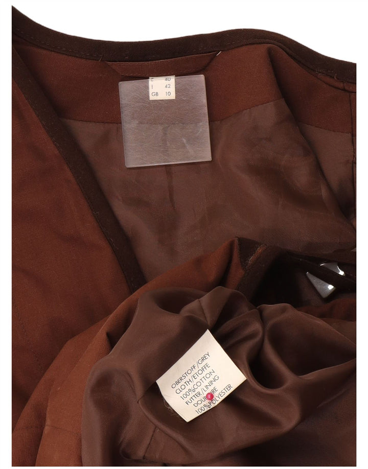 Vintage damska kamizelka oversize UK 10 mała brązowa bawełna