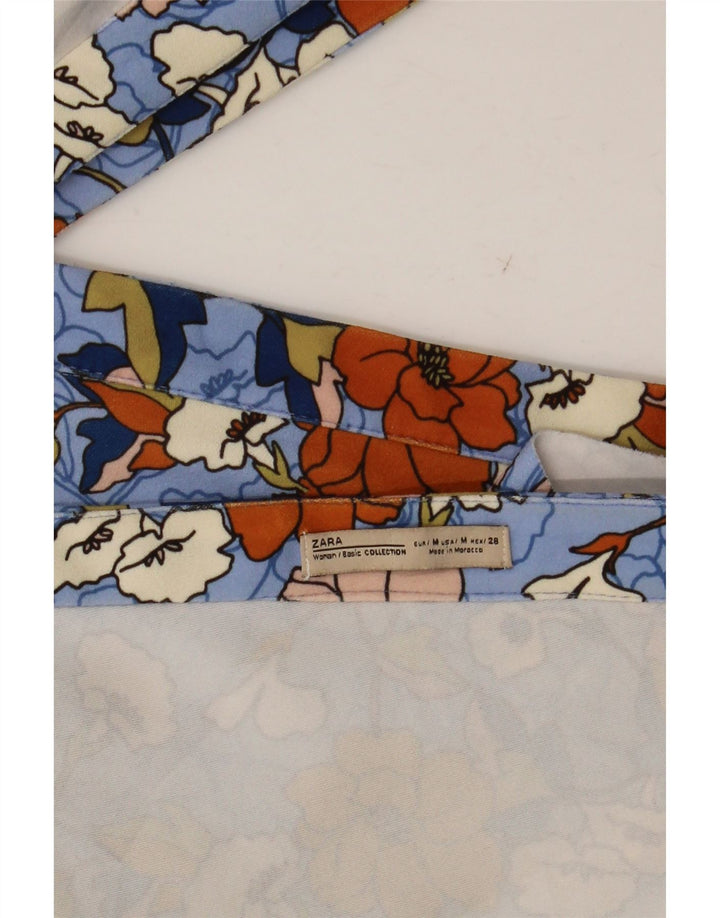 Damska sukienka o linii A w kształcie skrzydła nietoperza Zara UK 12 Średni niebieski w kwiaty