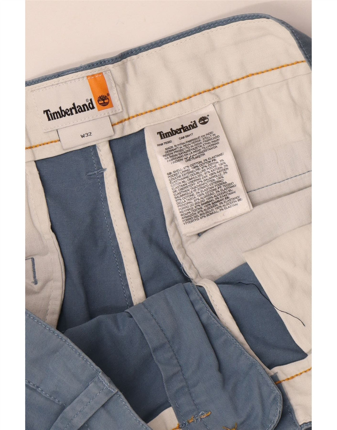 Męskie spodenki Chino Timberland W32 Średnioniebieskie, bawełniane