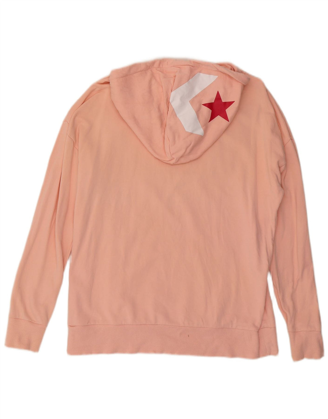 CONVERSE Mens Graphic Hoodie Jumper Medium Pink Cotton