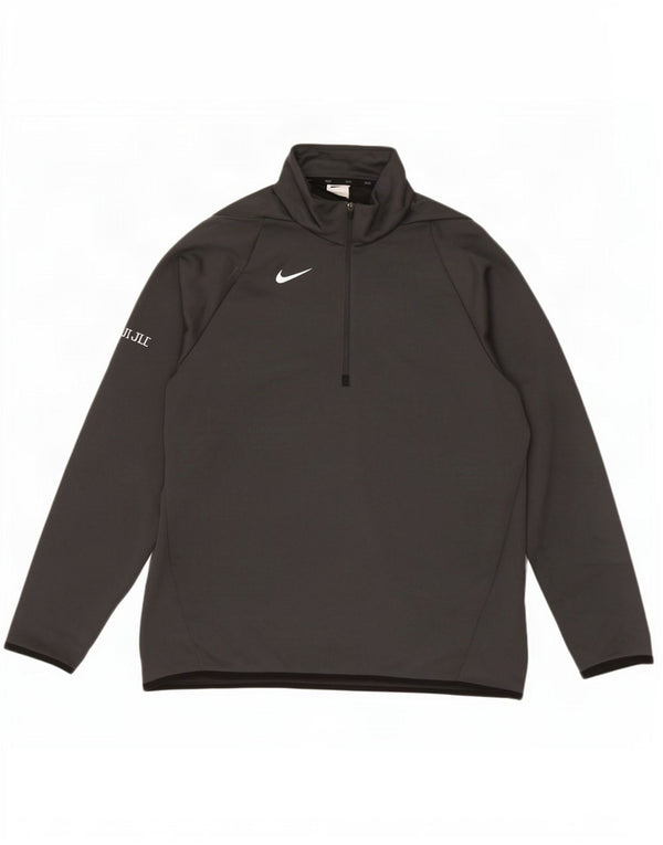 Męski dres Nike Dri Fit z zamkiem błyskawicznym i dużym szarym poliestrem