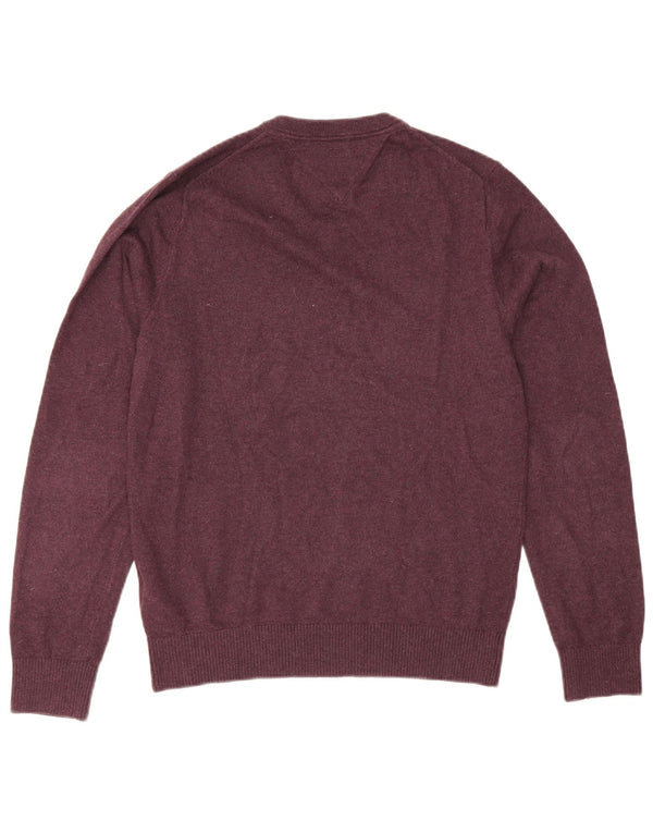 Męski sweter Tommy Hilfiger z dekoltem w szpic, mały, fioletowy, bawełniany
