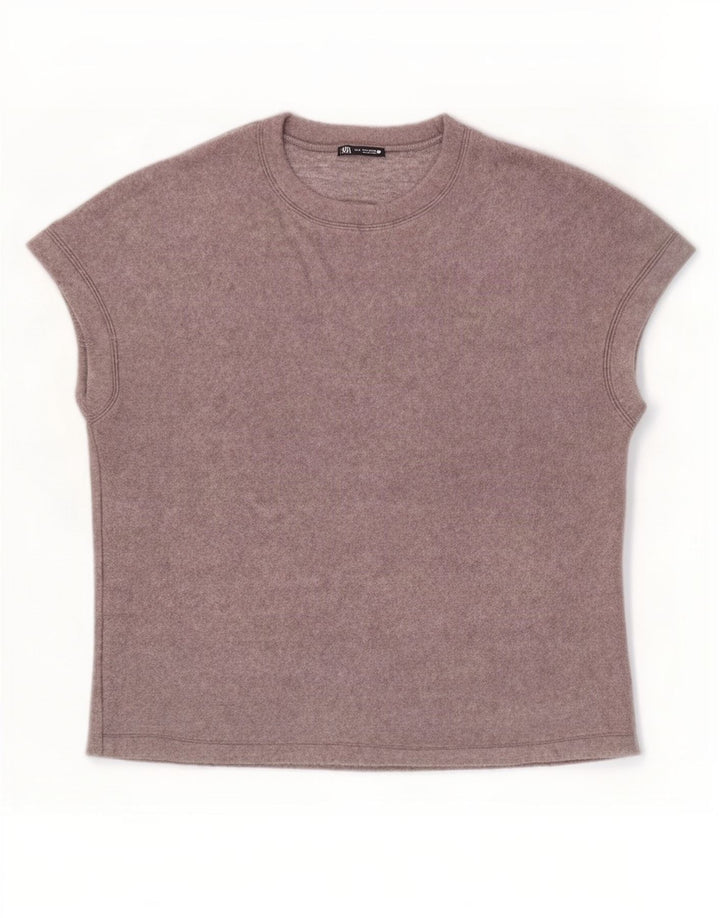 T-shirt damski Zara Top UK 14 Średni szary akryl