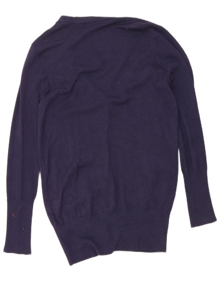 Sweter damski Zara Cardigan UK 16, duży granatowy sztuczny jedwab