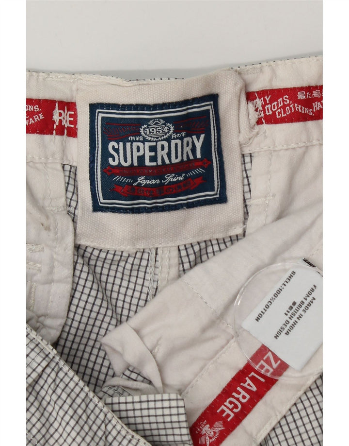Męskie spodenki cargo Superdry, duże W36, biała bawełna w kratkę