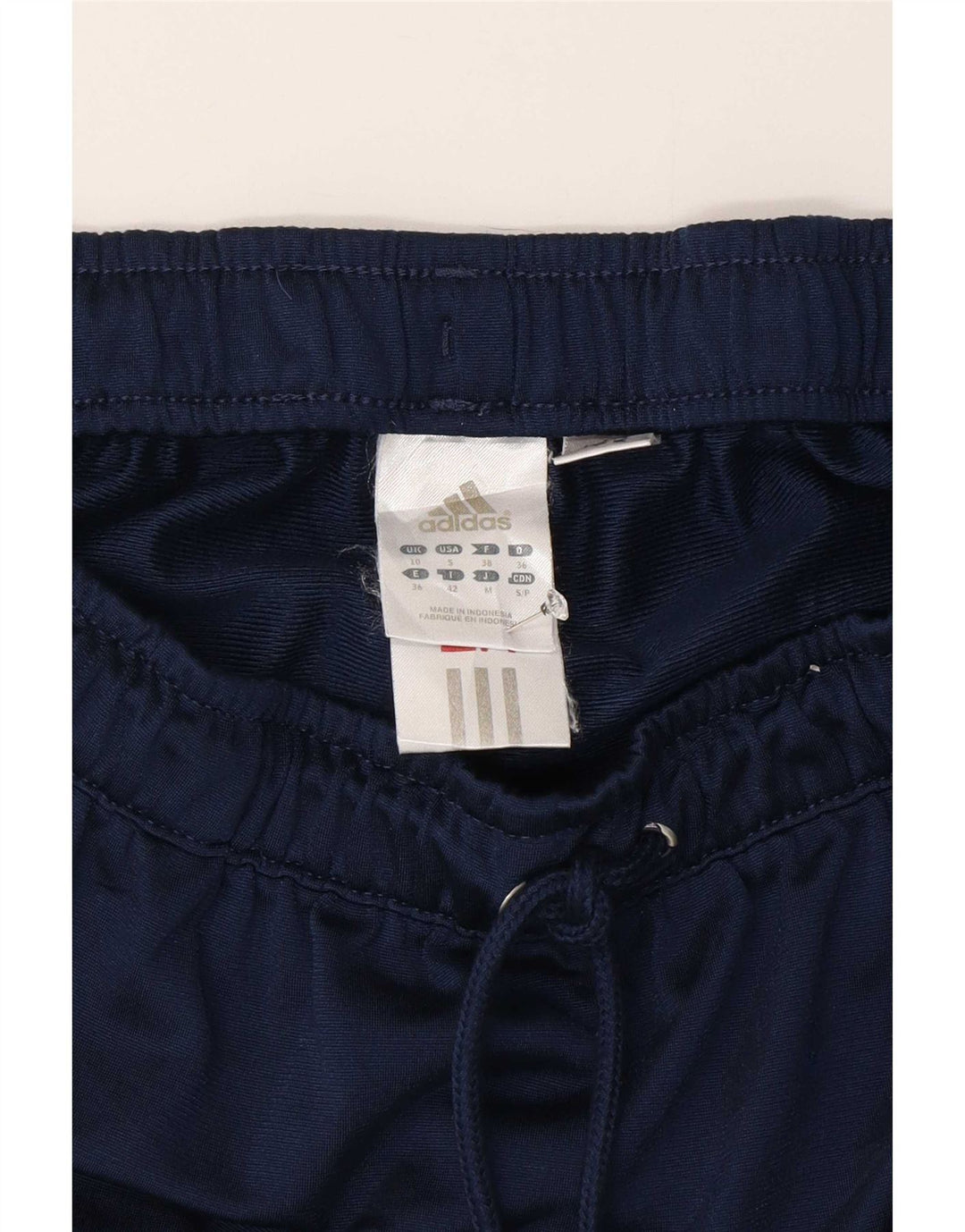 Damskie spodenki sportowe Adidas UK 10, małe, granatowe, poliestrowe paski