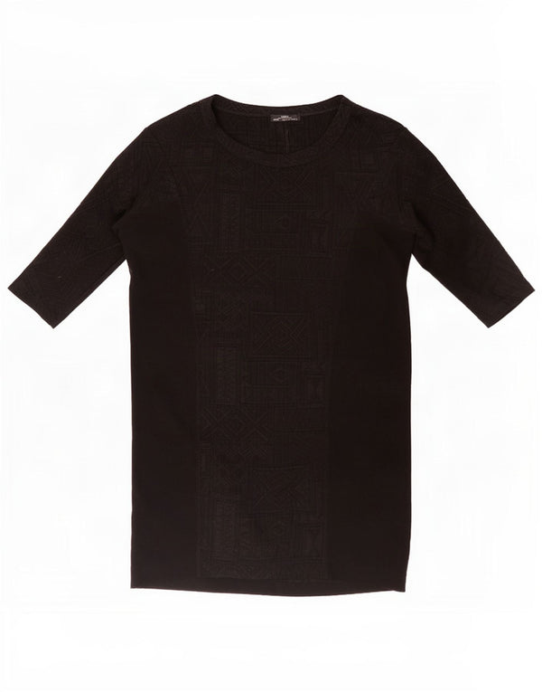 Zara damska sukienka typu shift z rękawem 3/4 UK 10 mała czarna geometryczna