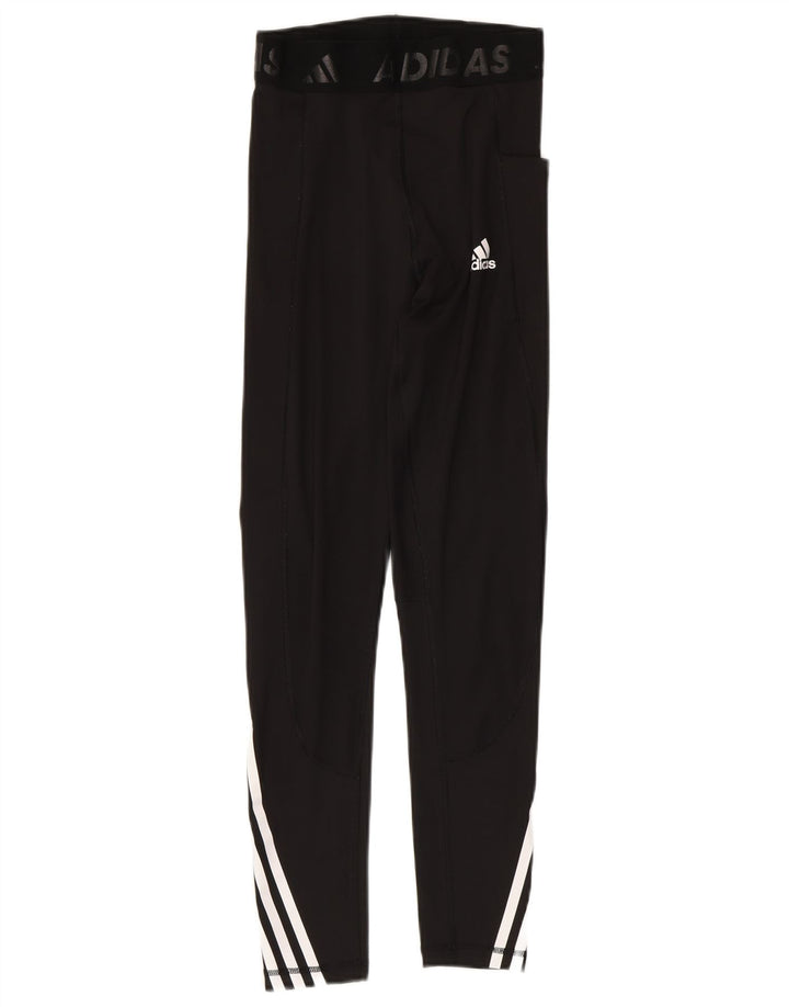ADIDAS Womens Graphic Leggings UK 4/6 XS Black Polyester