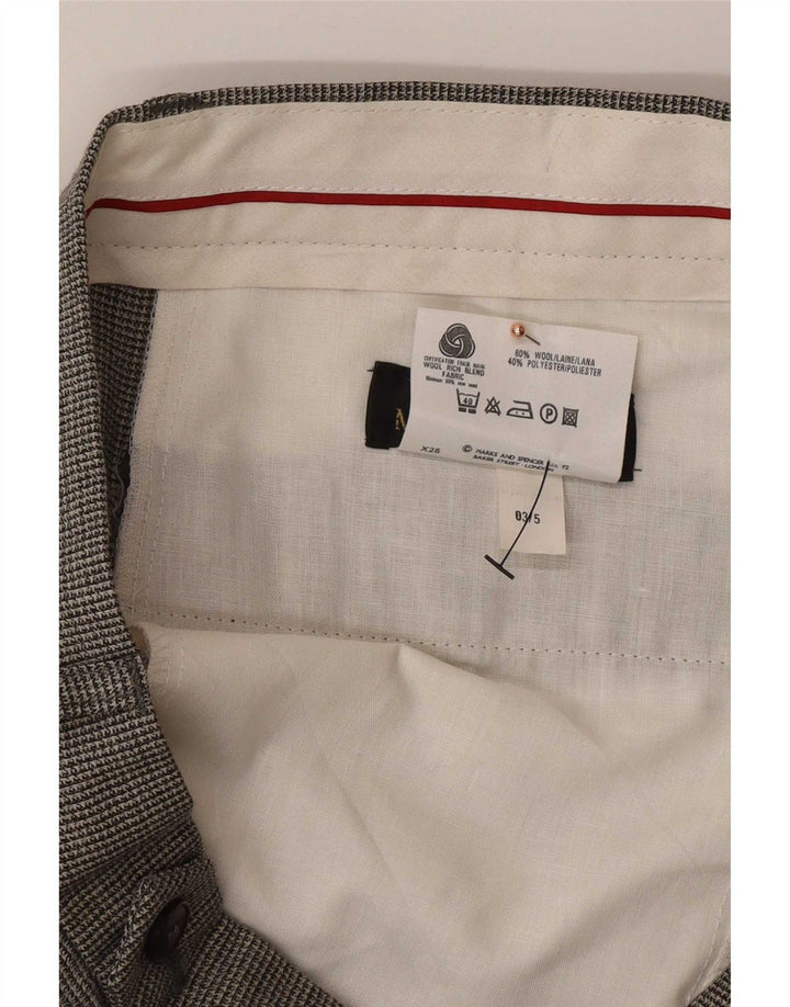 Marks & Spencer Męskie spodnie codzienne W34 L31 Czarna wełniana pepitka
