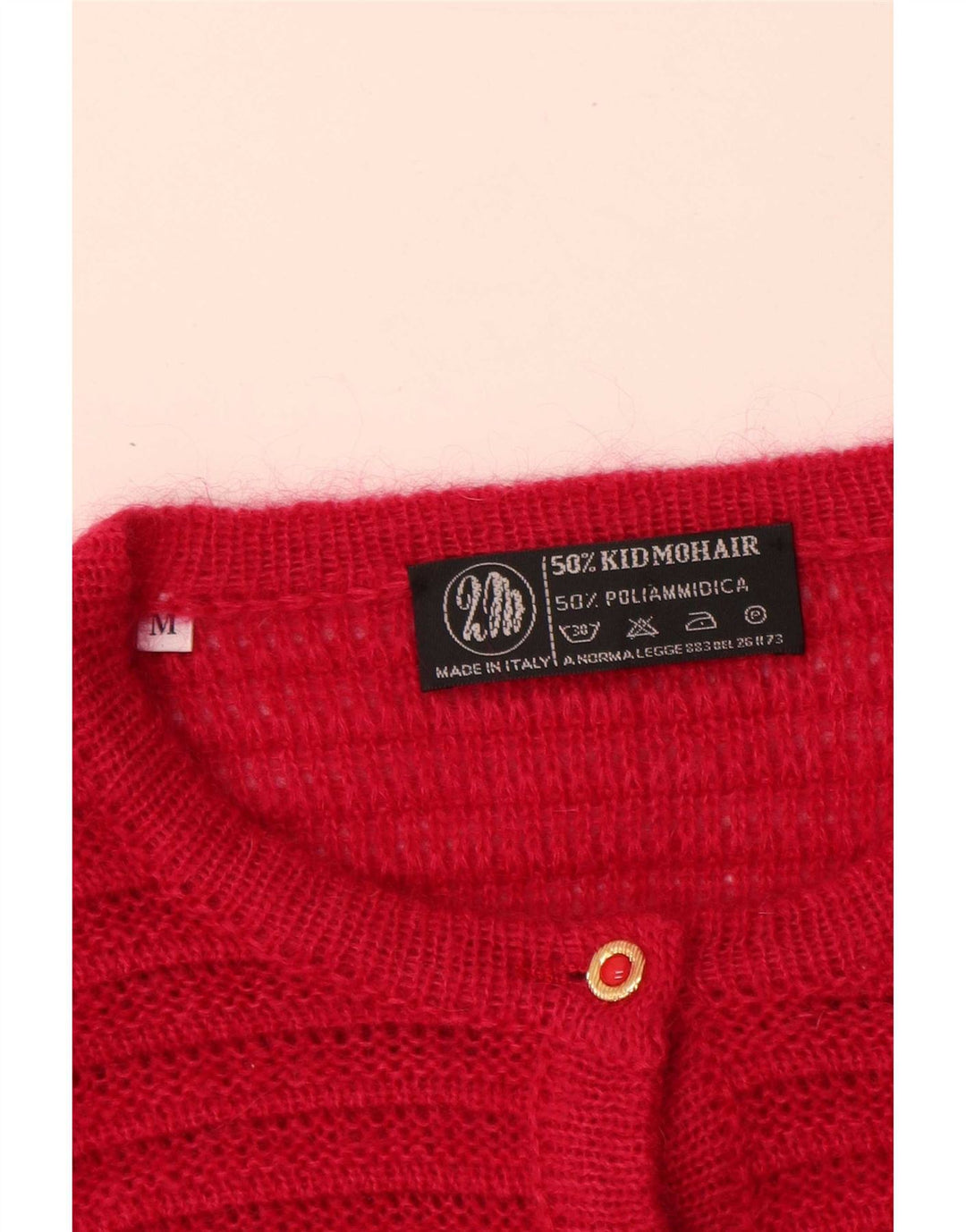 Vintage damski sweter oversize UK 14 średni różowy moher