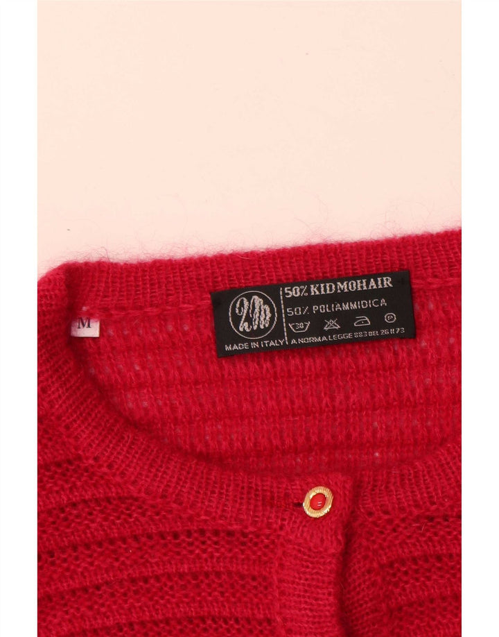 Vintage damski sweter oversize UK 14 średni różowy moher