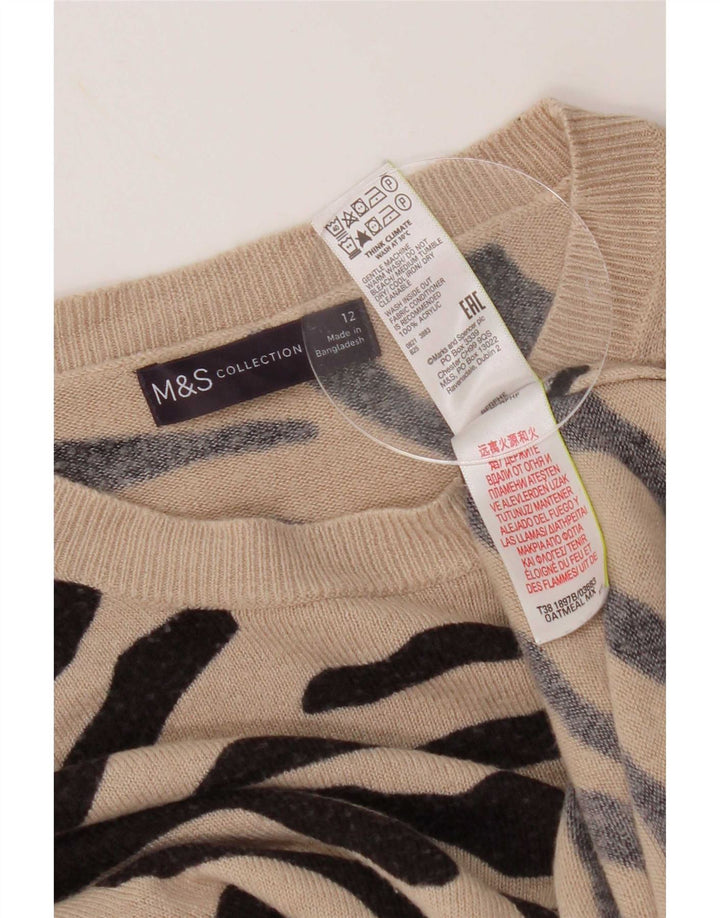 Marks & Spencer Damski sweter z dekoltem w łódkę, UK 12, średni beż