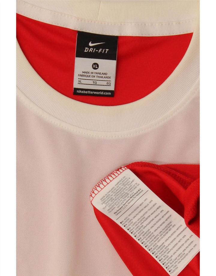 Męska koszulka NIKE Dri Fit z długim rękawem XL, czerwony, blokowy kolor, poliester