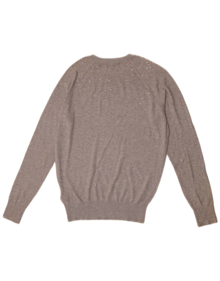 Damski sweter Ted Baker z dekoltem w łódkę, rozmiar 2, mały, szary, bawełniany w plamki