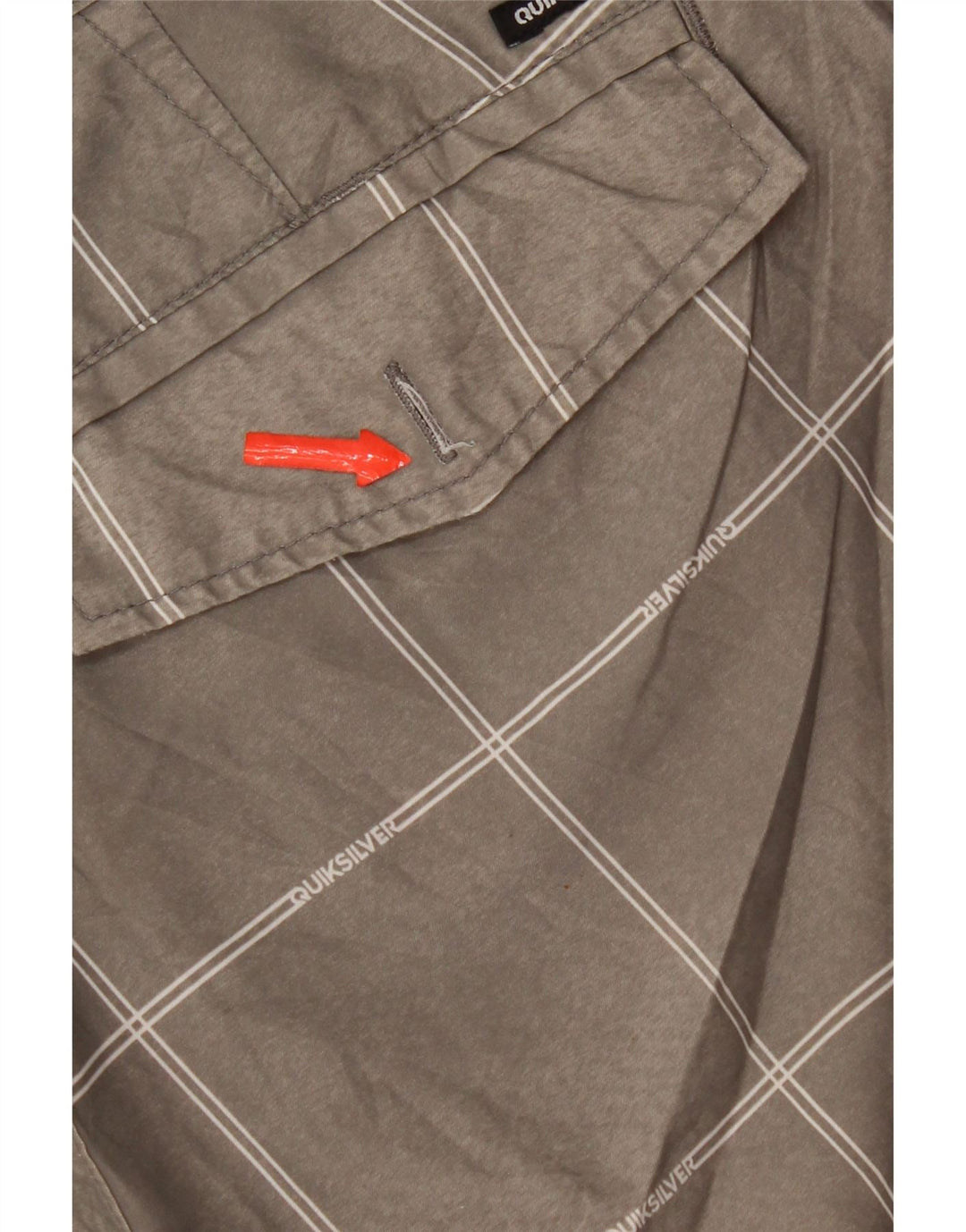 Męskie spodenki chino Quiksilver W34, duże, szare, poliestrowe w kratę
