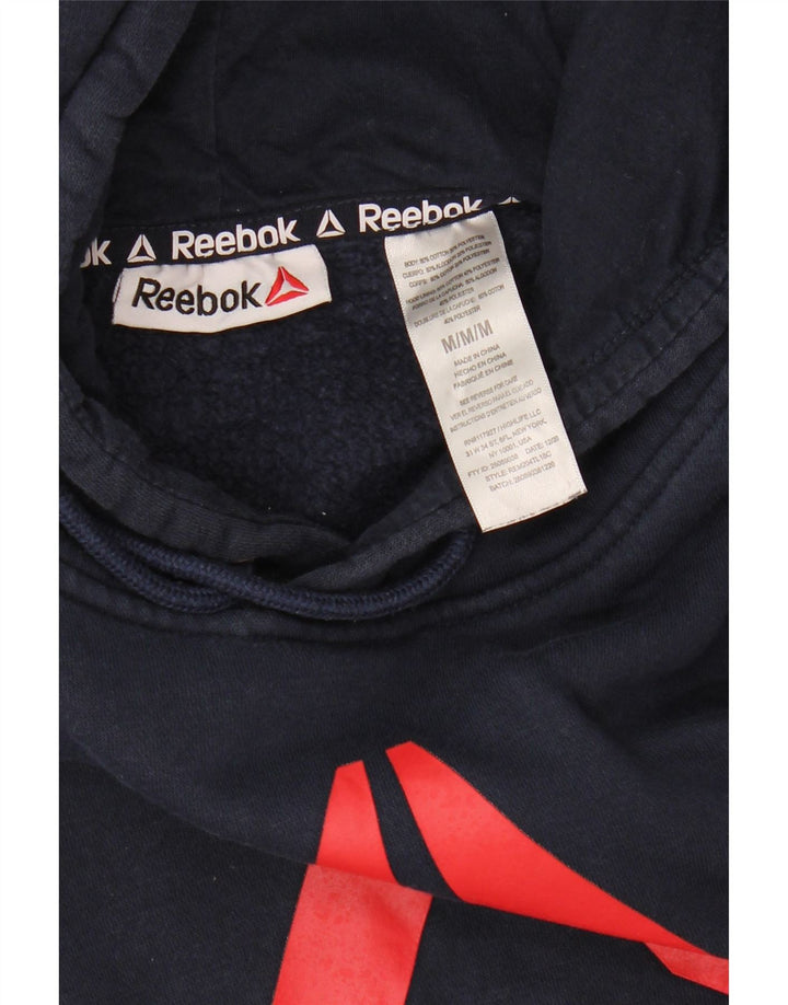 Męski sweter z kapturem Reebok z grafiką, średni granatowy, bawełniany