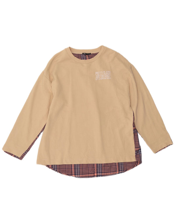 Damski sweter ZARA o luźnym kroju, UK 14, średni beż, blok kolorów