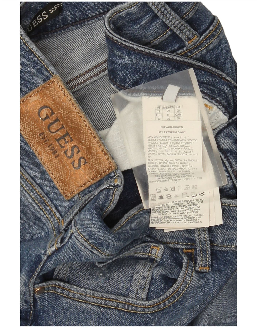Damskie jeansy Guess Skinny W29 L32 Niebieska wiskoza
