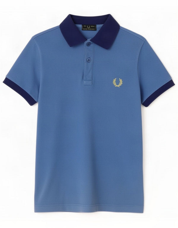 Fred Perry Chłopięca koszulka polo 7-8 lat Niebieska, bawełniana z blokami kolorów