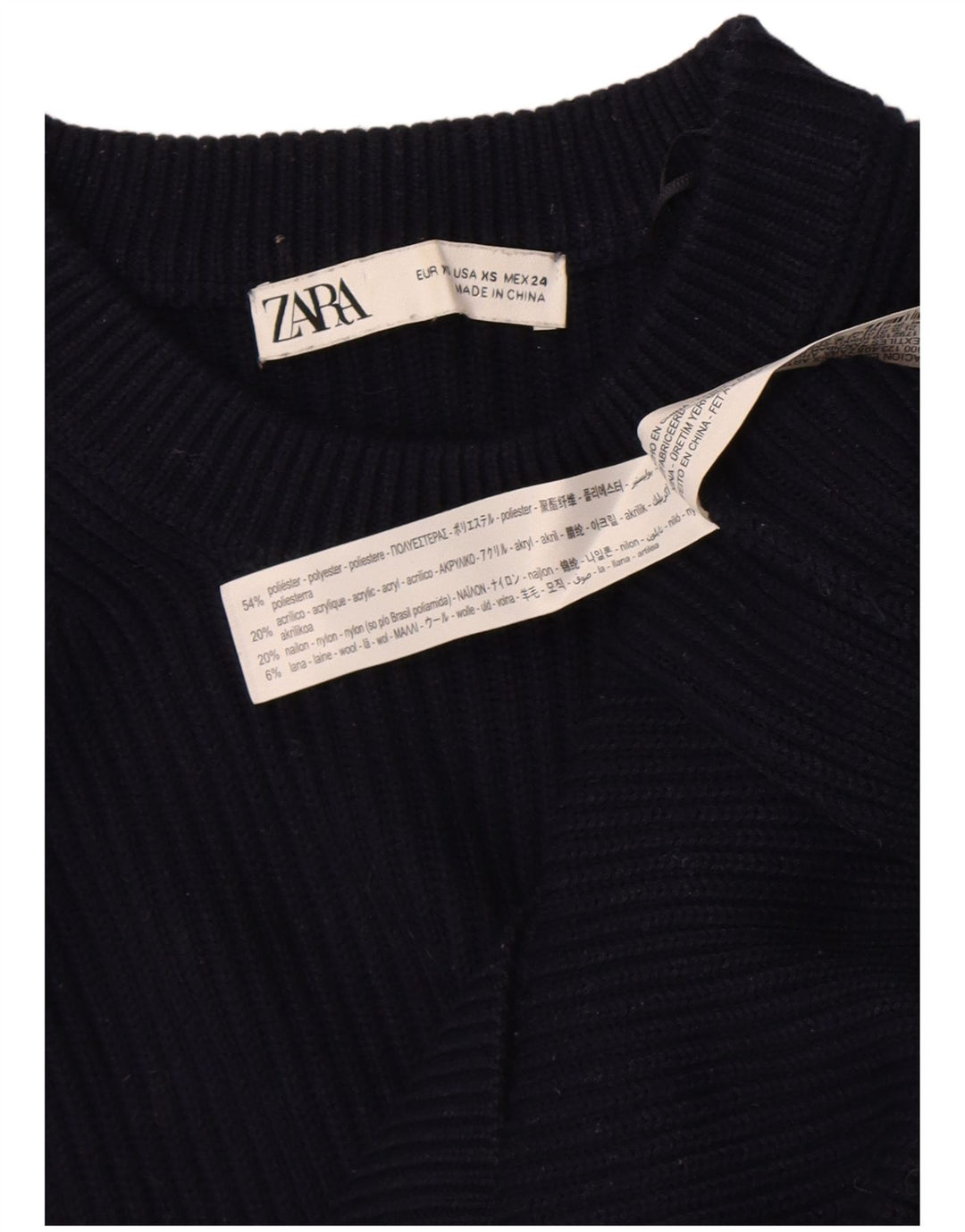 Damski sweter oversize z okrągłym dekoltem Zara UK 6 XS Granatowy poliester