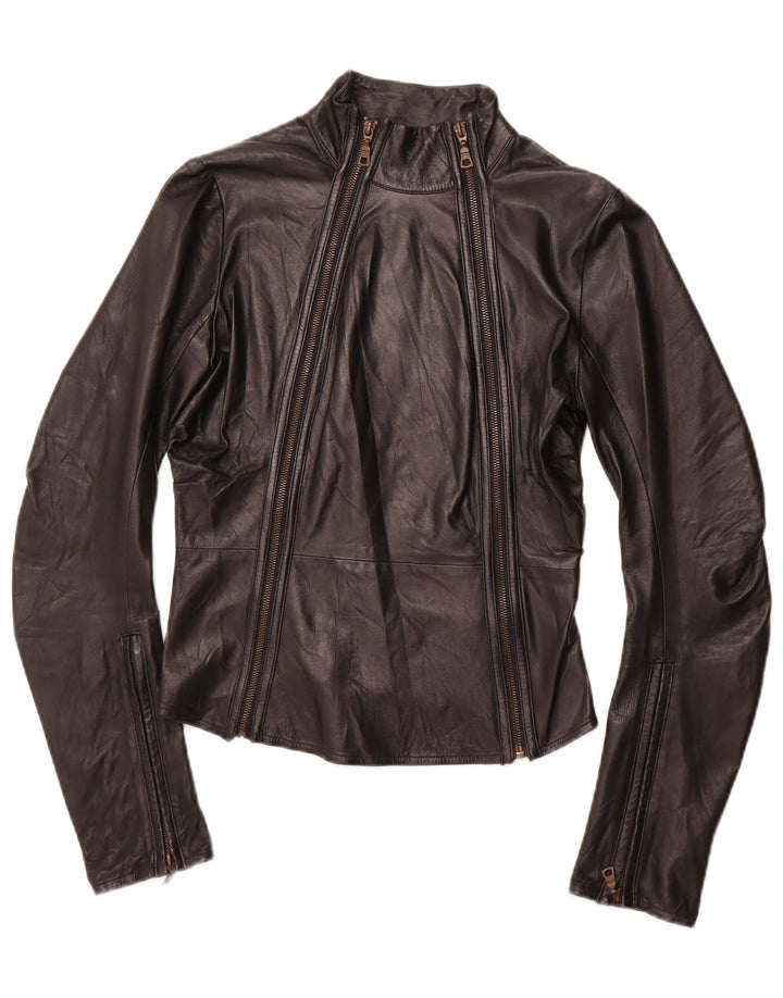 Kurtka damska NOLITA Crop Leather Racer UK 8, mała czarna