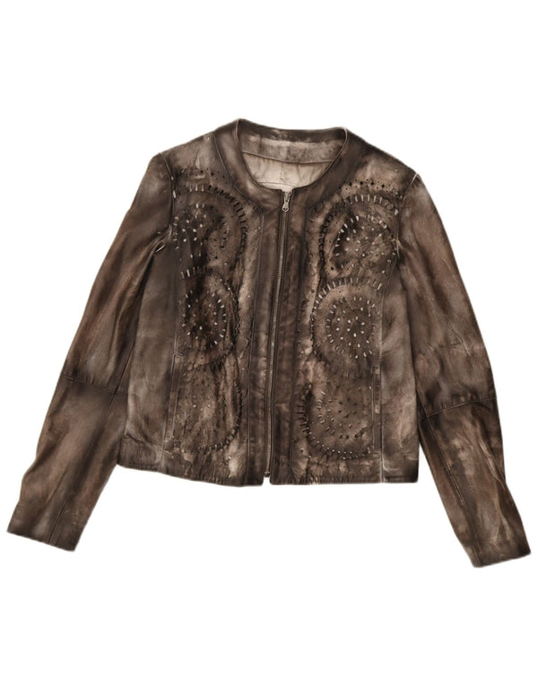 Zamszowa kurtka damska Paola Prata UK 14, duża brązowa skóra