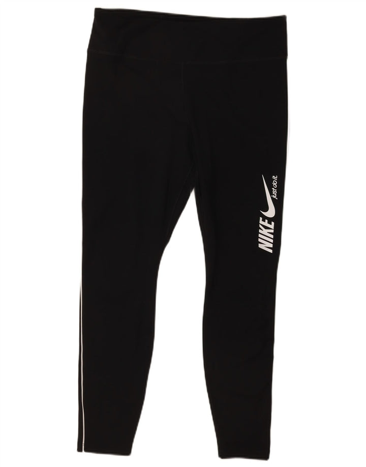 Damskie legginsy Nike Graphic UK 14, duże, czarne, poliestrowe