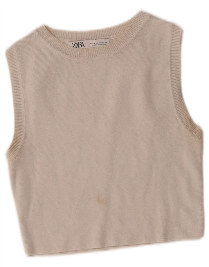 Damska kamizelka Zara Crop Top UK 12 Medium Off White
