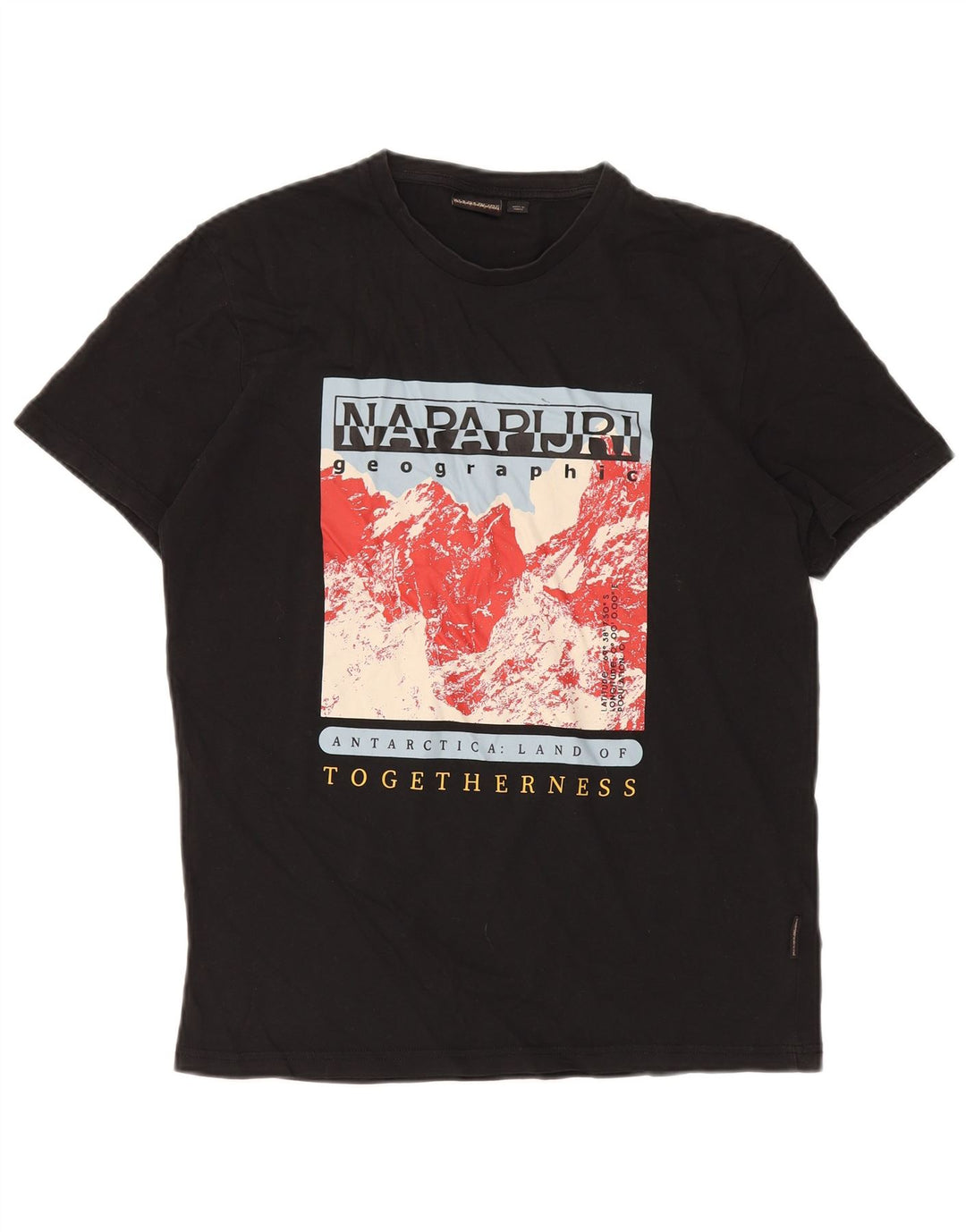 Męski T-shirt z grafiką Napapijri Top, średni czarny, bawełniany