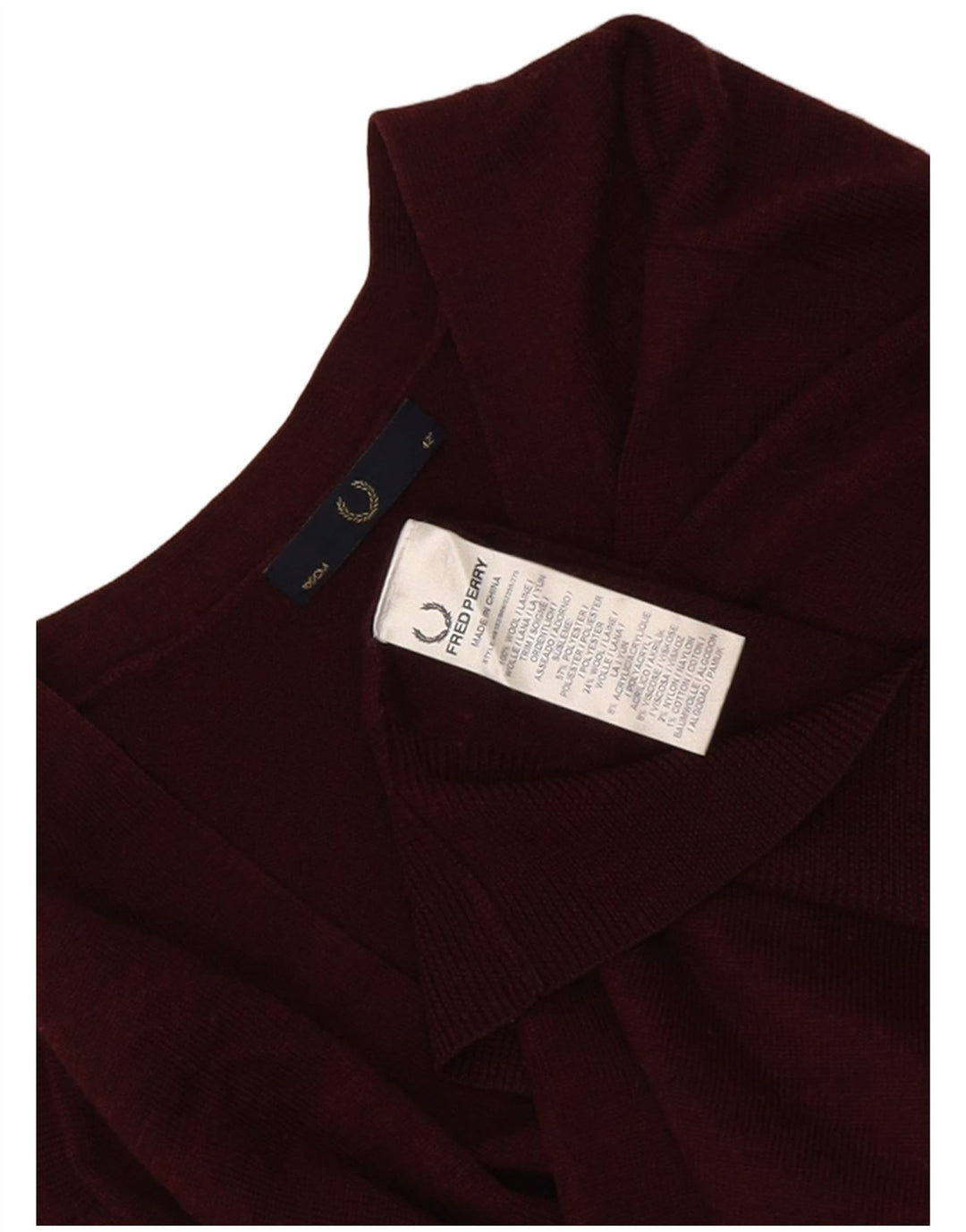 Męski sweter rozpinany Fred Perry, średnia bordowa wełna