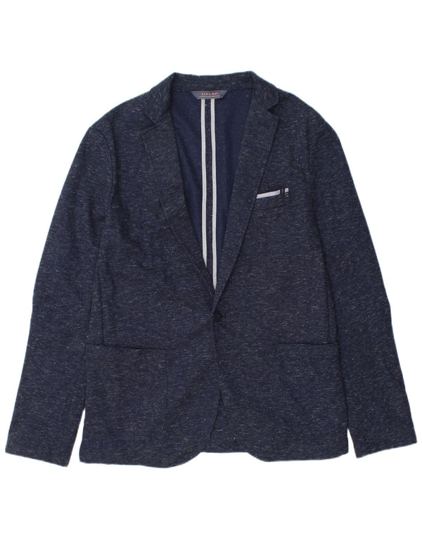 Męska marynarka Zara zapinana na 1 guzik EU 54 XL, granatowa, nakrapiana, poliester