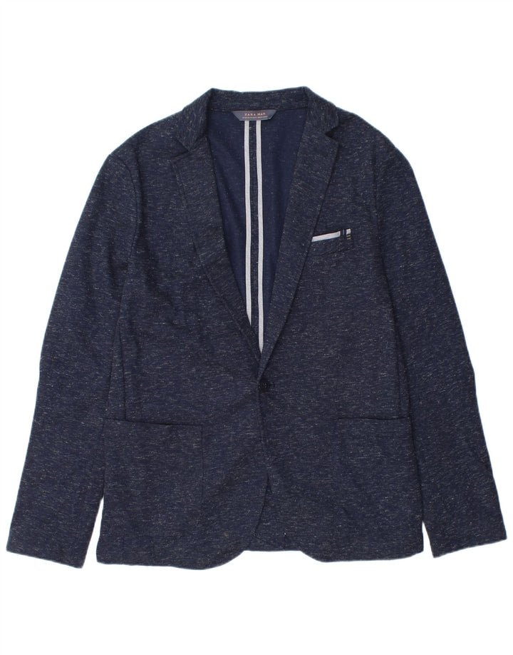 Męska marynarka Zara zapinana na 1 guzik EU 54 XL, granatowa, nakrapiana, poliester