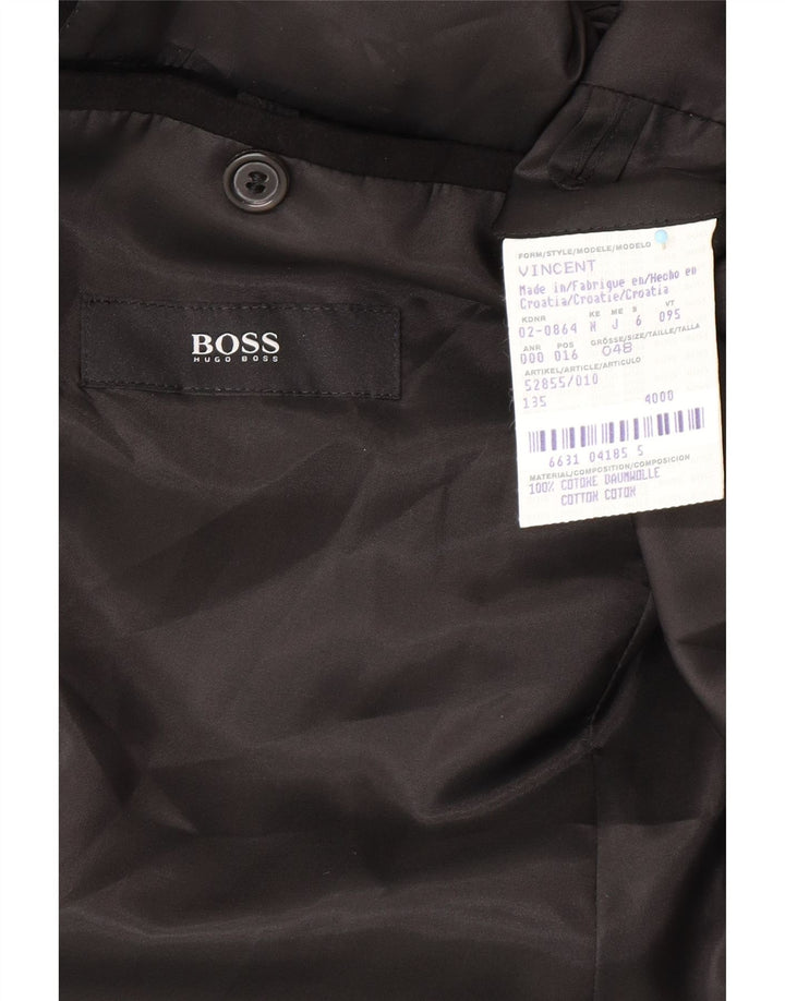 Męska marynarka zapinana na 2 guziki HUGO BOSS EU 48, średnia czarna bawełna