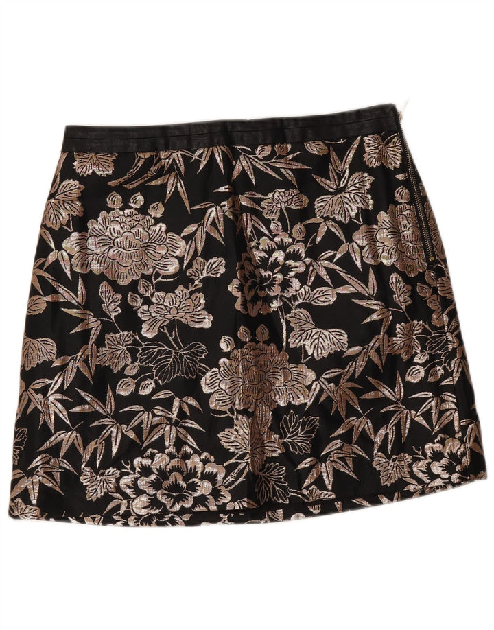 Damska spódniczka mini Oasis UK 12 Medium W30 Czarna w kwiaty
