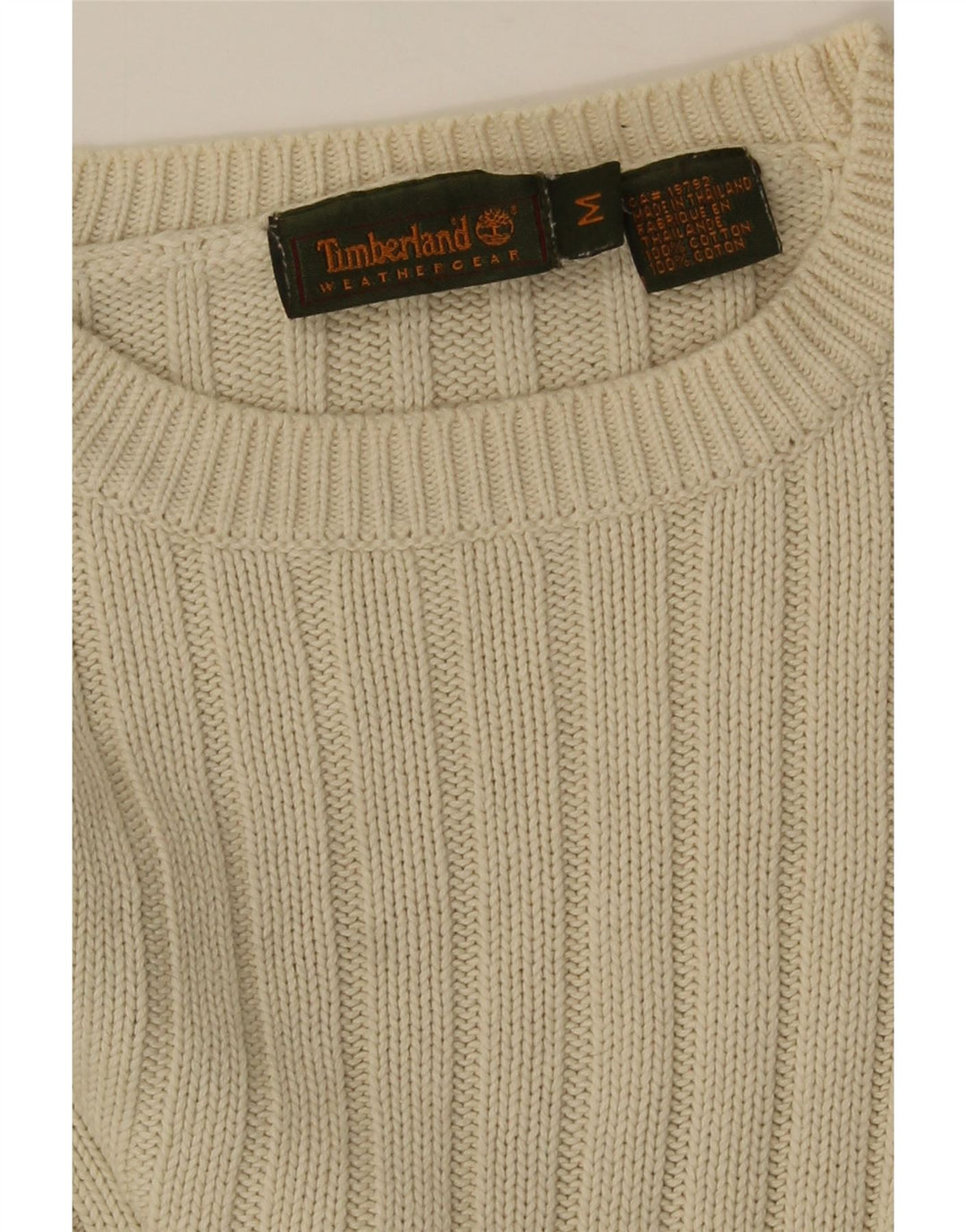 Męski sweter Timberland z okrągłym dekoltem, średnio beżowy, bawełniany